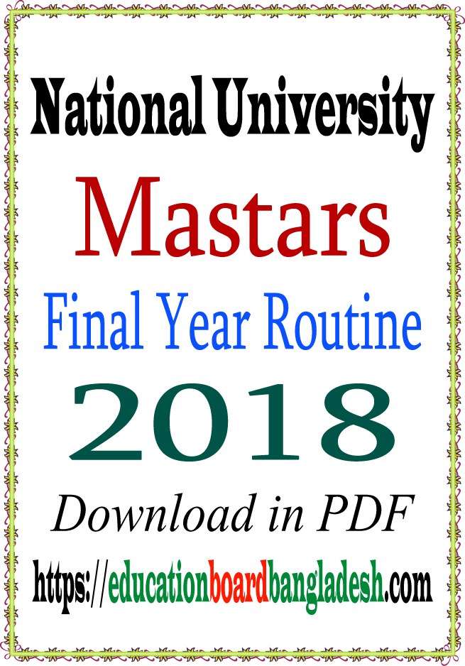 National University Masters Final Year (new) Exam Routine 2018