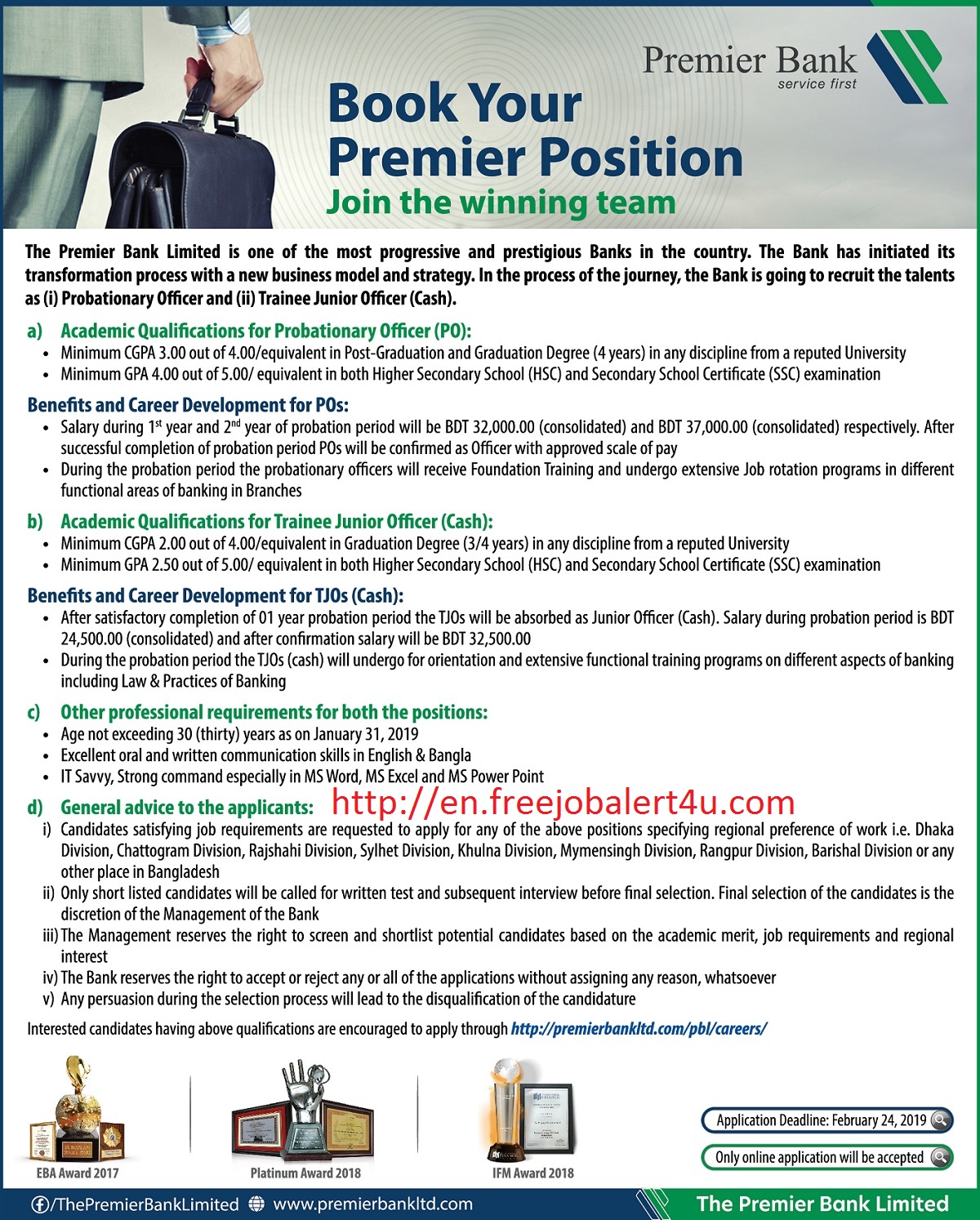 Premier Bank Limited Job Circular 2019